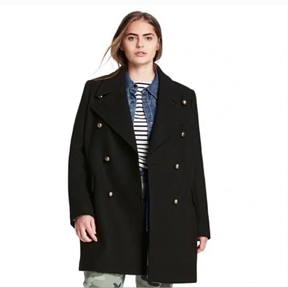 Nili Lotan X Target Jackets & Blazers - Nili Lotan for Target Women's Black Wool Blend Double-Breasted Peacoat